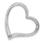 Sterling Silver Rhodium-plated Polished Open Heart Slide - Image 4