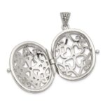 Sterling Silver Rhodium-plated CZ Fancy Filigree Oval 22mm Locket - Image 5