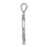 Sterling Silver Rhodium-plated CZ Peace Symbol Pendant - Image 2