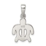 Sterling Silver Rhodium-plated Polished Created Blue Opal Inlay Tortoise Pendant - Image 4