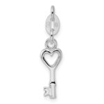 Sterling Silver Rhodium-plated Polished Lock & Key Charm - Image 4