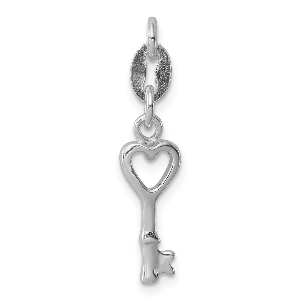 QP1989.jpg Sterling Silver Rhodium-plated Polished Lock & Key Charm - Image 1