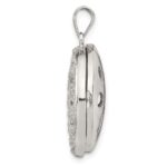 Sterling Silver Rhodium-plated CZ Flower Design 22mm Locket Pendant - Image 2