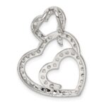 Sterling Silver Rhodium-plated Multi Hearts Clear CZ Slide Pendant - Image 4