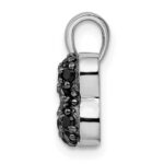 Sterling Silver Rhodium-plated Black & Clear CZ Dog Bone Pendant - Image 2