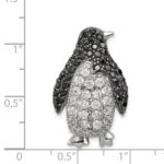 Sterling Silver Rhodium-plated Black & White CZ Penguin Chain Slide - Image 3