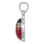 Sterling Silver Rhodium-plated Enameled Ladybug Pendant - Image 2