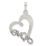 Sterling Silver Polished Love Heart Pendant - Image 4