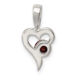 Sterling Silver with Red CZ Heart Pendant - Image 4