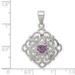 Sterling Silver Rhodium-plated Amethyst Pendant - Image 3