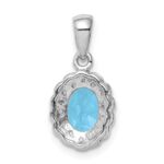 Sterling Silver Rhodium Plated Diamond & Light Swiss BT Oval Pendant - Image 4