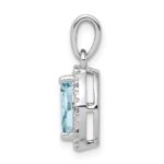 Sterling Silver Rhodium-plated Diamond and Aquamarine Pendant - Image 2