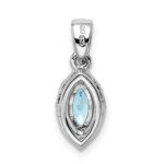 Sterling Silver Rhodium-plated Diamond and Aquamarine Pendant - Image 4
