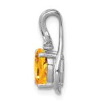 Sterling Silver Rhodium Plated Diamond & Citrine Oval Pendant - Image 2