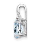 Sterling Silver Rhodium Plated Dia. & Aquamarine Oval Pendant - Image 2