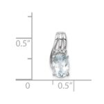 Sterling Silver Rhodium Plated Dia. & Aquamarine Oval Pendant - Image 3
