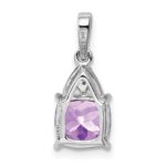 Sterling Silver Rhodium Plated Diamond and Amethyst Cushion Pendant - Image 4