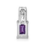 Sterling Silver Rhodium Plated Amethyst Rectangle Pendant - Image 4