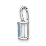 Sterling Silver Rhodium Plated Aquamarine Rectangle Pendant - Image 2
