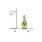 Sterling Silver Rhodium Plated Diamond and Peridot Oval Pendant - Image 3