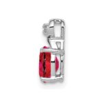 Sterling Silver Rhodium Plated Diamond & Ruby Oval Pendant - Image 2