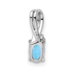 Sterling Silver Rhodium Plated Diamond & Sky Blue Topaz Oval Pendant - Image 4