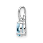 Sterling Silver Rhodium Plated Diamond & Sky Blue Topaz Oval Pendant - Image 2