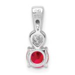 Sterling Silver Rhodium Plated Diamond & Ruby Round Pendant - Image 4