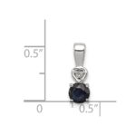 Sterling Silver Rhodium Plated Diamond & Sapphire Round Pendant - Image 3
