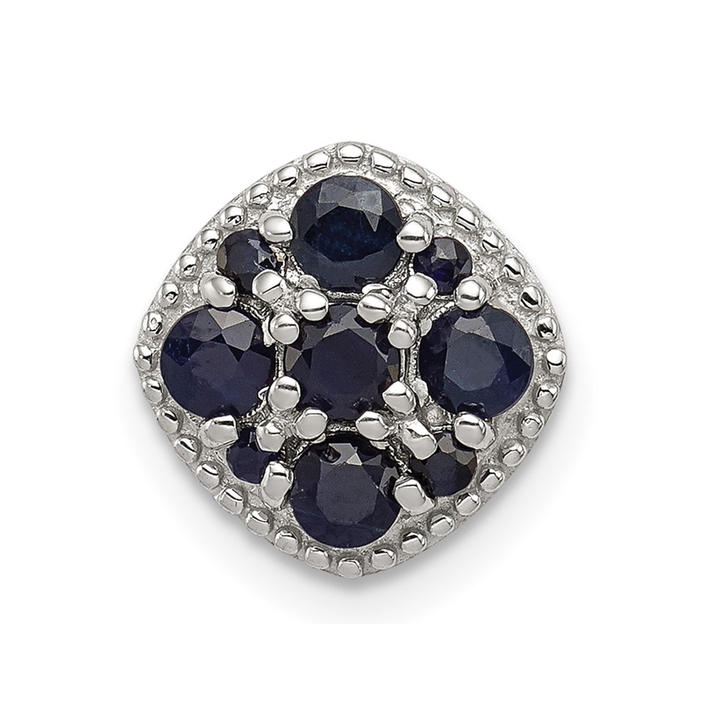 QP2998S.jpg Sterling Silver Rhodium Plated Sapphire Square Pendant Slide - Image 1