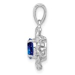 Sterling Silver Rhodium Plated White Topaz & Sapphire Pendant - Image 2