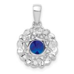 Sterling Silver Rhodium Plated White Topaz & Sapphire Pendant - Image 4