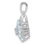 Sterling Silver Rhodium Plated Diamond & Aquamarine Pendant - Image 2