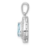 Sterling Silver Rhodium Plated Aquamarine Teardrop Pendant - Image 2
