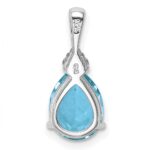 Sterling Silver Rhodium Diamond & Lght Sw. Blue Topaz Teardrop Pendant - Image 4