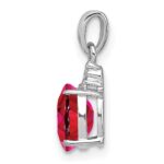 Sterling Silver Rhodium Plated Diamond & Ruby Oval Pendant - Image 2