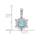 Sterling Silver Rhodium-plated Diamond & Light Blue Topaz Pendant - Image 3