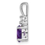 Sterling Silver Rhodium-plated Diamond and Amethyst Pendant - Image 2