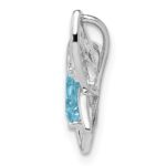 Sterling Silver Rhodium-plated Light Swiss Blue Topaz Diamond Chain Slide - Image 2