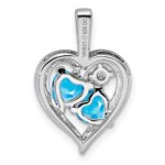 Sterling Silver Rhodium-plated Blue Topaz Diamond Pendant - Image 4