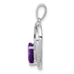Sterling Silver Rhodium Plated Diamond and Amethyst Heart Pendant - Image 2