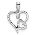 Sterling Silver Rhodium 0.12ct Diam. Double Heart Pendant - Image 4