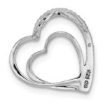 Sterling Silver Rhodium Plated Diamond Double Heart Pendant - Image 4