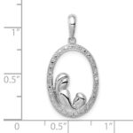 Sterling Silver Rhodium Plated Diamond Mother and Child Pendant - Image 3