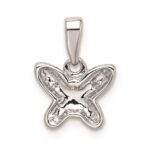 Sterling Silver Rhodium Plated Diamond Butterfly Pendant - Image 4