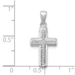 Sterling Silver Rhodium Plated Diamond Cross Pendant - Image 3