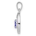 Sterling Silver Rhodium Plated Diamond and Tanzanite Oval Pendant - Image 2