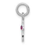 Sterling Silver RH-pltd Child's July Red Preciosca Crystal Cross Pendant - Image 2