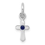 Sterling Silver RH-pltd Child's Sept Blue Preciosca Crystal Cross Pendant