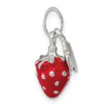 Sterling Silver Multi-color Enamel Flower & Strawberry Children's Pendant - Image 2